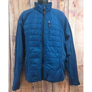 Orvis Quilted Blue Full Zip Hybrid Jacket XL Polyester Insulated
